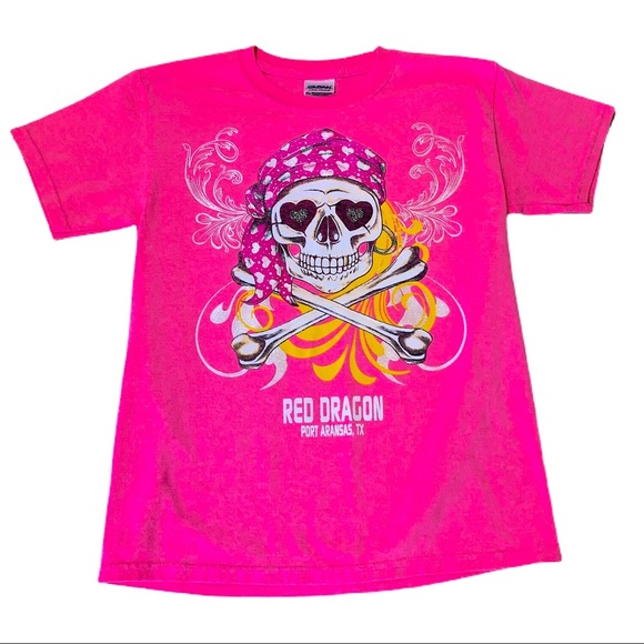 Gildan Florescent Pirate Skull &Bones kid’s Tee - Picture 1 of 5